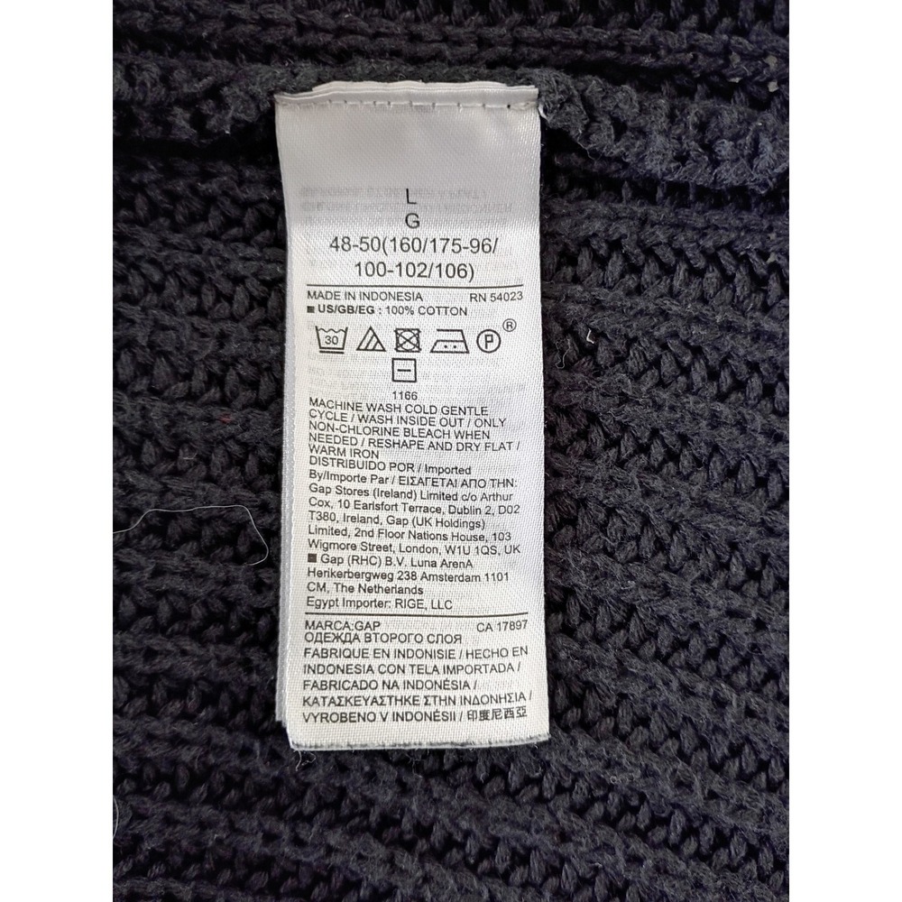 GAP 100% Cotton True Black L Longline Shawl Collar Cardigan Sweater Minimalist - Picture 6 of 8